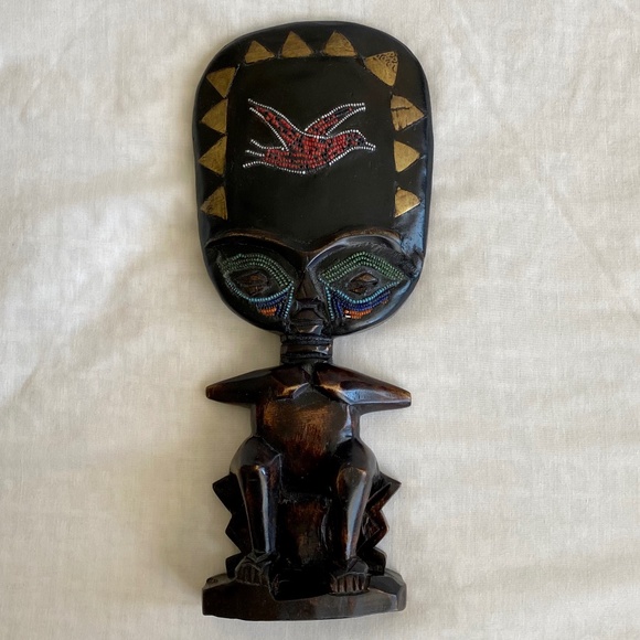 African  Wooden Beaded Ashanti Fertility Doll from Ghana - Picture 1 of 3